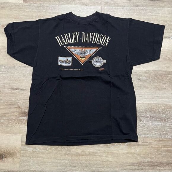 Vtg Harley Davidson 3d Emblem Eagle 1991 XL Built by the People